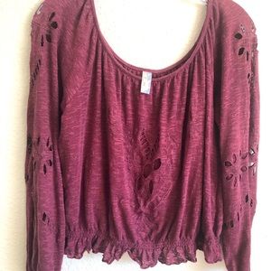 Free People Crop Eyelet Blouse